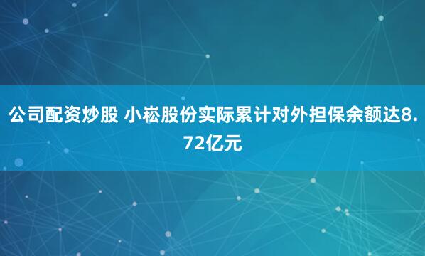 公司配资炒股 小崧股份实际累计对外担保余额达8.72亿元